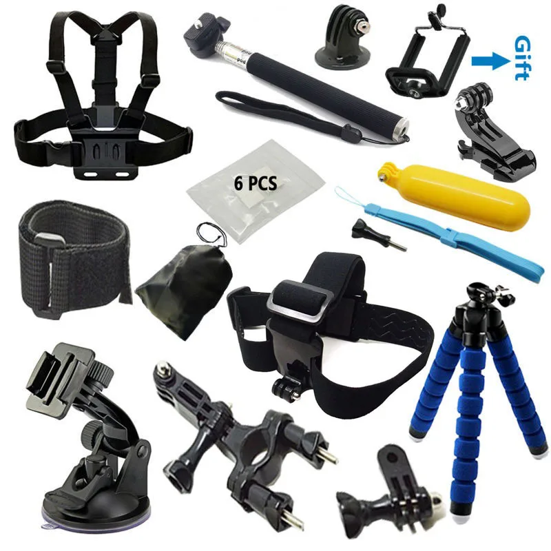 

Go pro accessories Set Monopod tripod Chest Belt Head Mount Strap FOR Gopro hero 5 4 3 3+ SJCAM SJ4000 Xiaomi yi Eken H8 H9 R