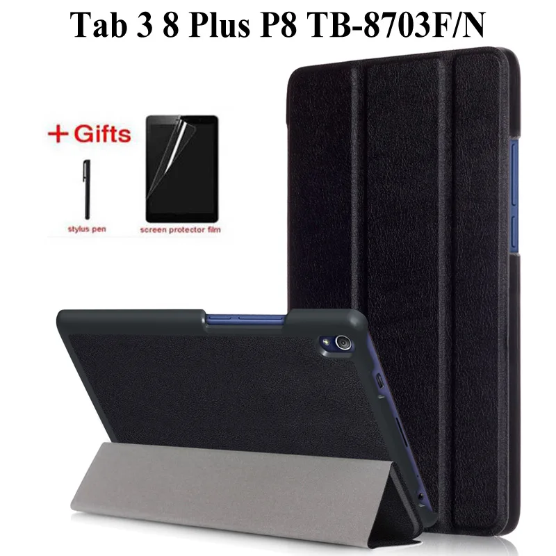 

Slim Flip PU Leather Case For for 2016 Lenovo Tab 3 8 Plus P8 8703 TB-8703F TB-8703N TB-8703X 8.0 inch Tablet Case+Film+Pen