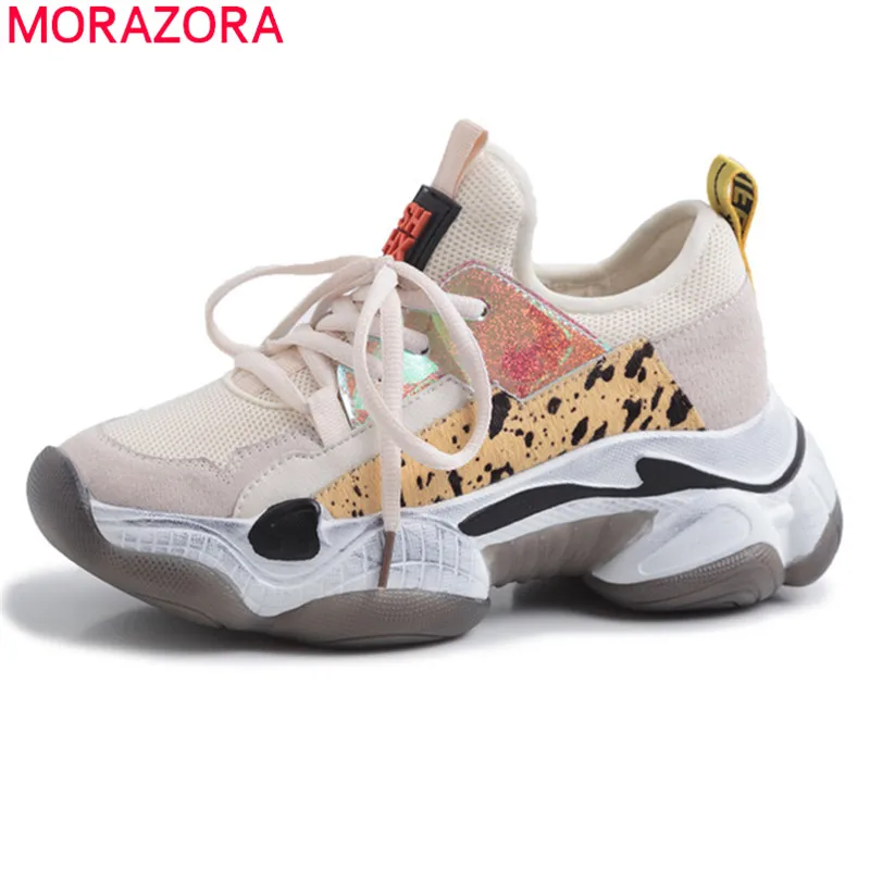 MORAZORA/Новинка года; Модная стильная замшевая обувь; женские кроссовки; обувь на платформе со шнуровкой; удобная женская повседневная обувь