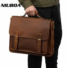 NIUBOA, винтажные мужские сумки на плечо из воловьей кожи, натуральная кожа, портфель, дорожная сумка-мессенджер, первый слой, Кожаные Деловые сумки
