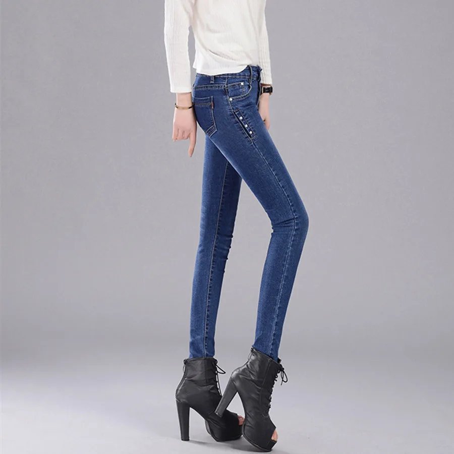 HIBAY Women's Denim Jeans Mid Waist Pencil Pants Stretch 2017 |