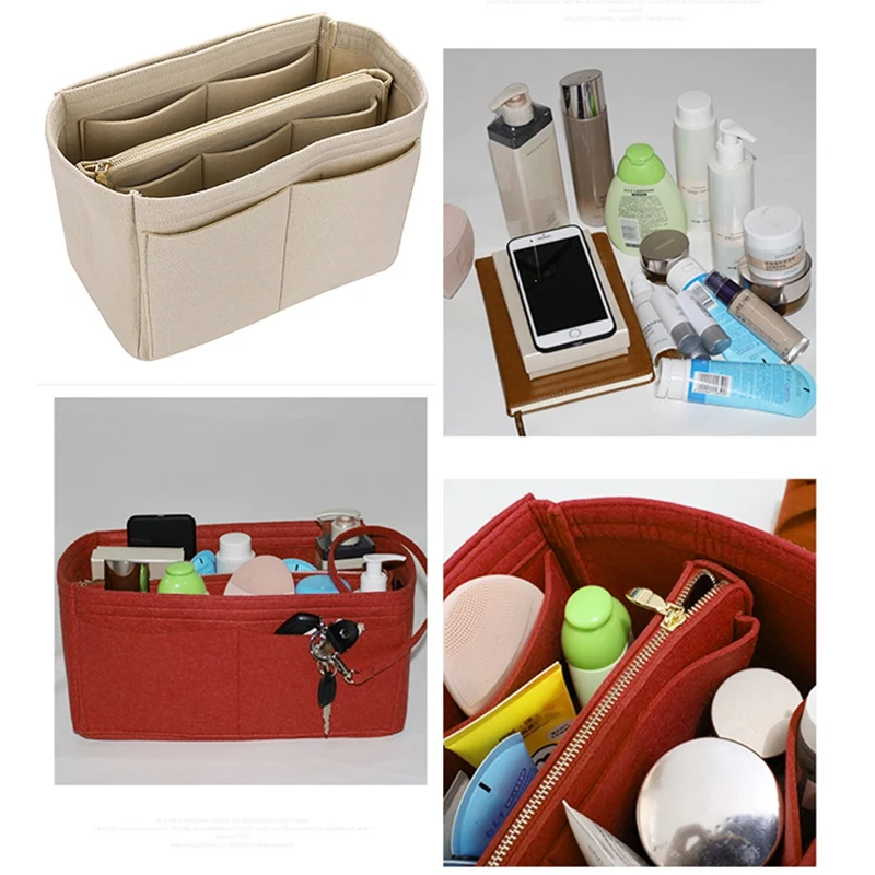 Makeup Bag Cosmetic Cases Felt Bag Organizer Insert Cosmetic Bags Makeup Case Travel Toiletry Bag Handbags Organizer