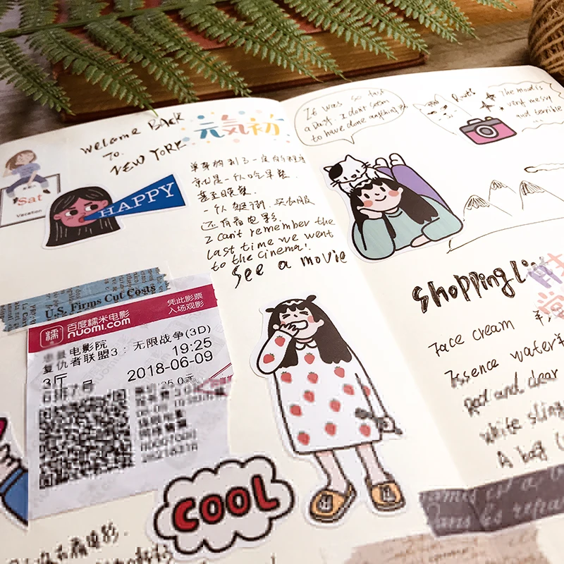 

Funny Cartoon girl Hand account sticker Decoration Stationery Sticker Diy Ablum Diary Scrapbooking Label Sticker Kawaii 23