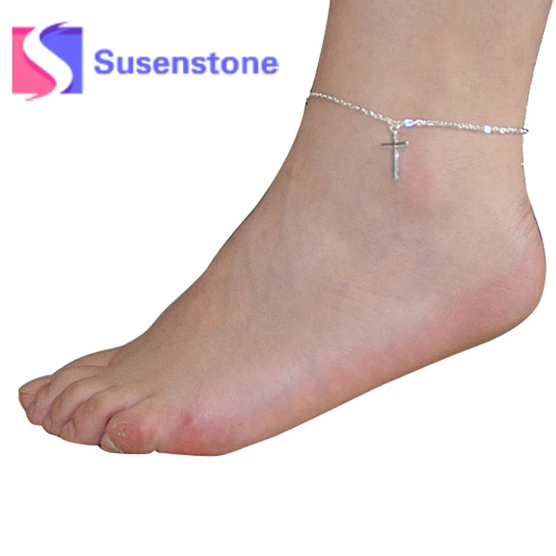 19 ホット自由奔放に生きるビーチ裸足サンダルアンクレットチェーン女の子シルバークロス足ブレスレットファッションジュエリー女性のための裸足卸売 Aliexpress