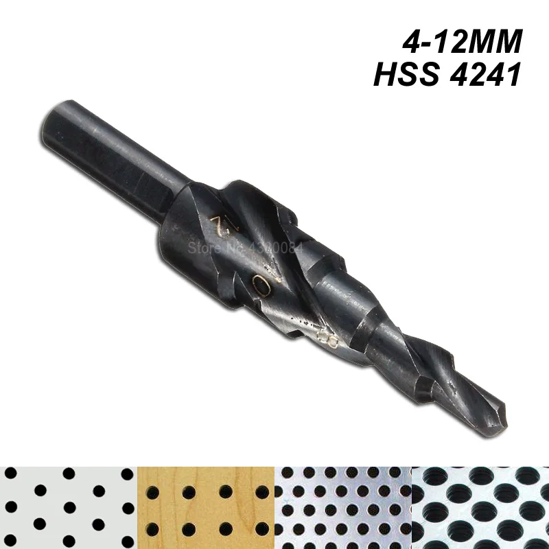 1Pc 4 12MM Nitrided Black Spiral Grooved Step Drill Bits Triangle Shank