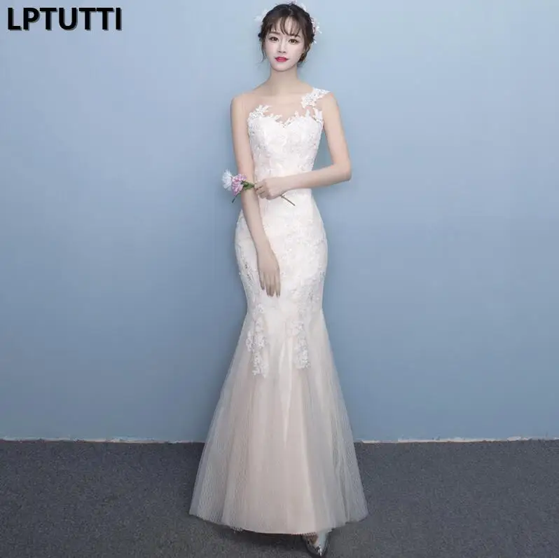Белый LPTUTTI, кружевное, гранулированное, новое, для женщин, элегантное, для свиданий, церемоний, вечеринок, выпускного вечера, Формальное, для торжественных мероприятий, роскошные, длинные, вечерние платья - Цвет: Белый