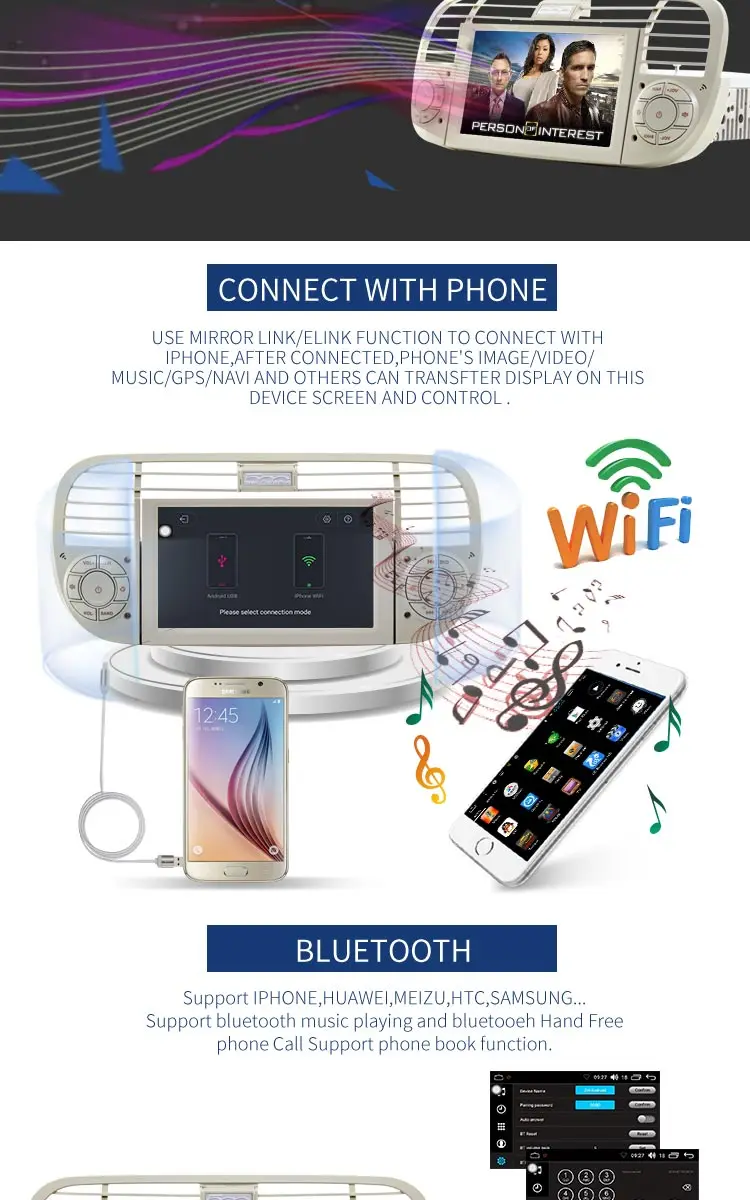 Perfect LJHANG Android 8.0 Car DVD Player 1 din for Fiat 500 Abarth 2007-2015 Mirror-link stereo headunit RDS Automotive GPS Navi Audio 2