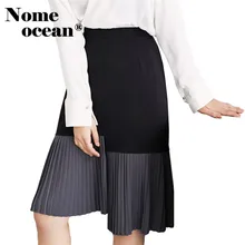Шифон лоскутное Миди-юбки Лето Высокая талия плиссированные Офисная Женская юбка все совпало повседневная юбка Лидер продаж M19030205