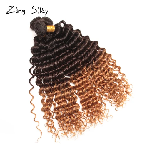Deep Wave Ombre Bundles with Closure Colored 3/4 Brazilian Human Hair Bundles with Closure Remy Tissage Bresiliens Avec Closure Islamabad