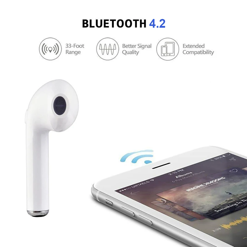 Новинка i7S TWS Мини Bluetooth наушники стерео бас беспроводная гарнитура наушники с микрофоном зарядная коробка для всех смартфонов