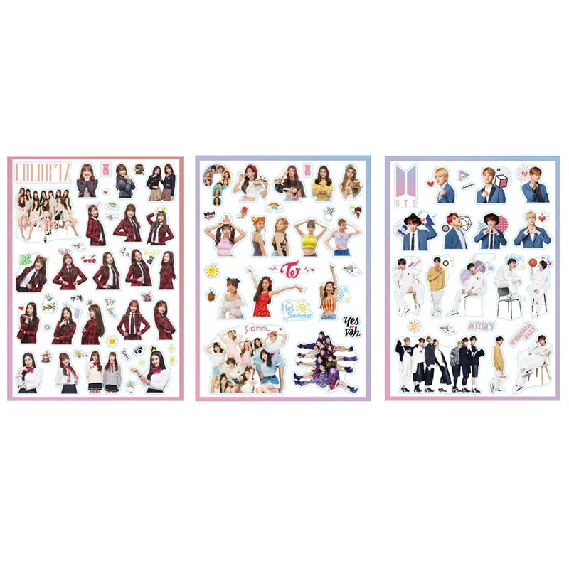 

New Hot BTS TWICE IZONE Stickers Fashion Diy Craft Photo Album Kpop Bts Stationery Bangtan Boys Scrapbooking For Gifts
