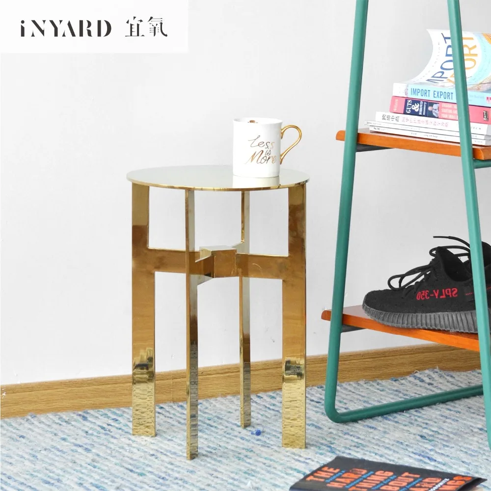 

[InYard original] gold diamond edge / solid stainless steel gilding / simple designer bedside sofa side table