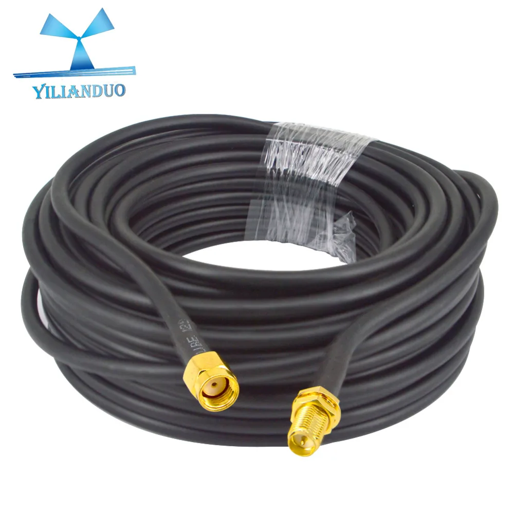 

YILIANDUO WiFi Antenna Cable 15-Meter(49.2 Ft) RP-SMA Male to RP-SMA Female 50 Ohm RG58 Coaxial Pigtail Cable for Huawei