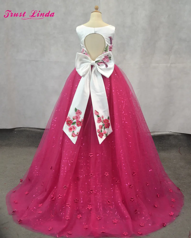 Оптовая продажа 2018 Винтаж Арабский платье с цветочным узором для девочек длинный шлейф вечерние платье Цветочный Цветы Кружева