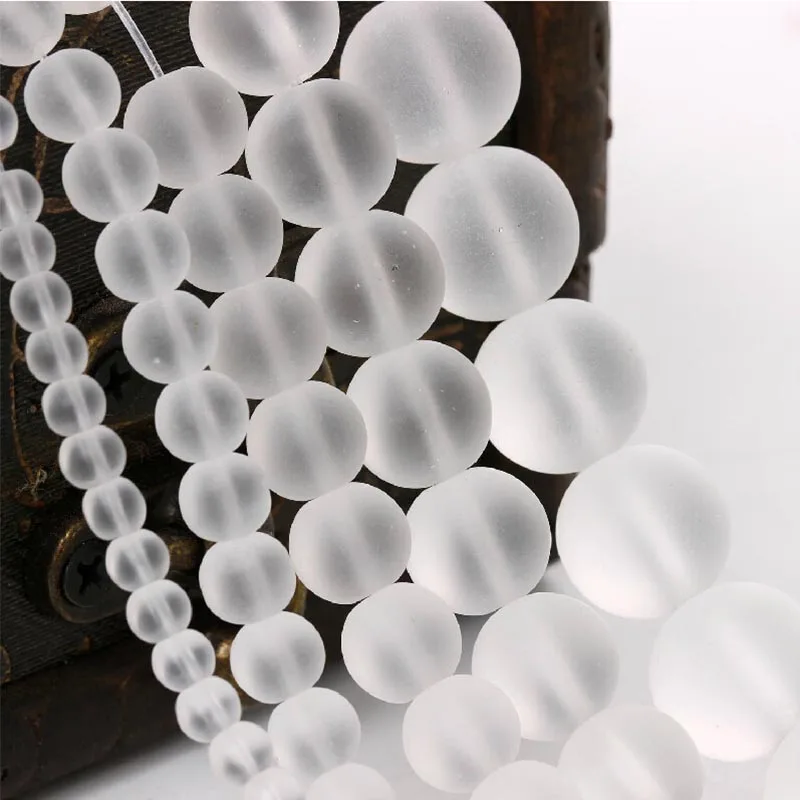 

1 Strand White Frosted Stone Beads 6mm 8mm 10mm 12mm Women Ornament Spacer Beads DIY Bracelets Necklace Jewelry Beading Material