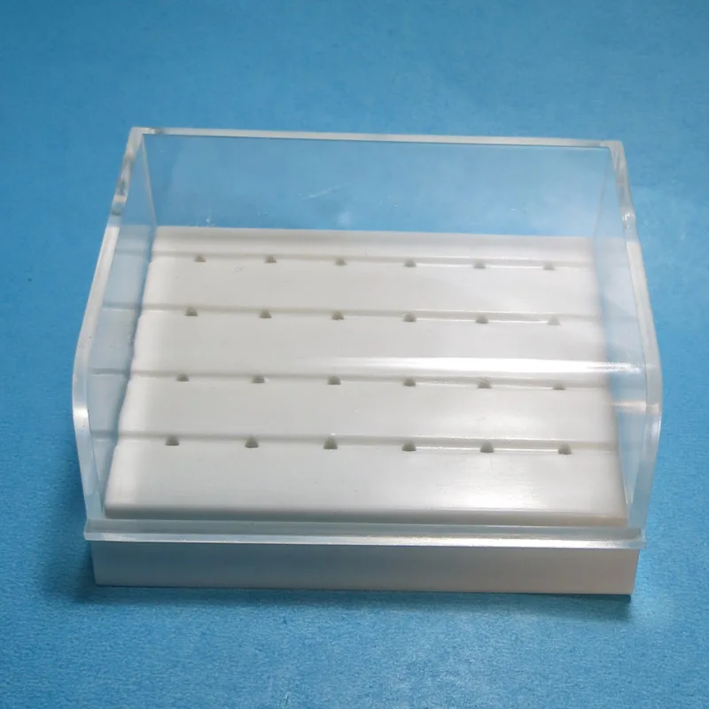 1pcs Dental Lab Instrument 24 Holes Plastic Bur Holder Burs Block Case Box