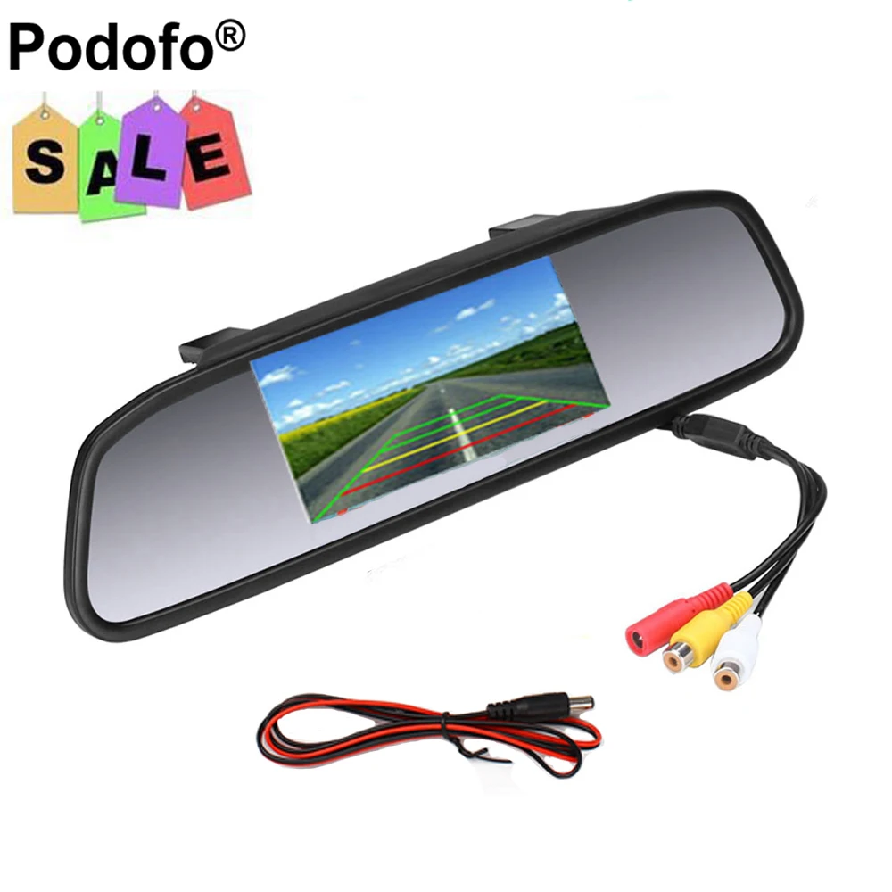 Podofo 4 3 Inch font b Car b font Rearview font b Mirror b font Monitor