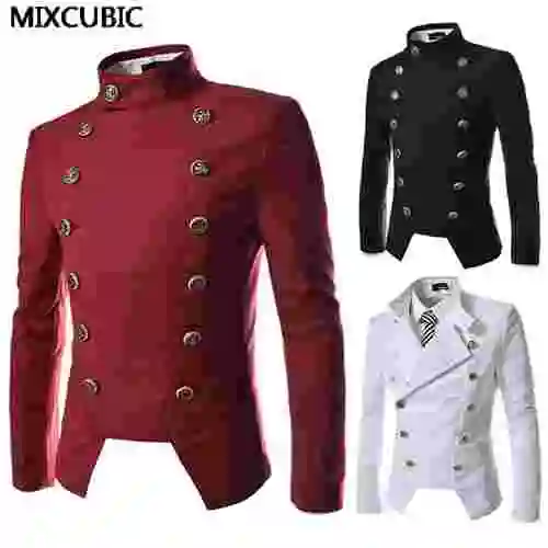 

MIXCUBIC fashion spring Autumn College style Unique Double-breasted design suit men casual Slim fit suit for men M-2XL