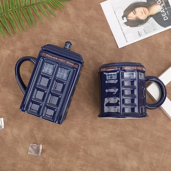 

Police Box coffee mugs cups and mugs handpainted Anime cool mark large capacity drinkware
