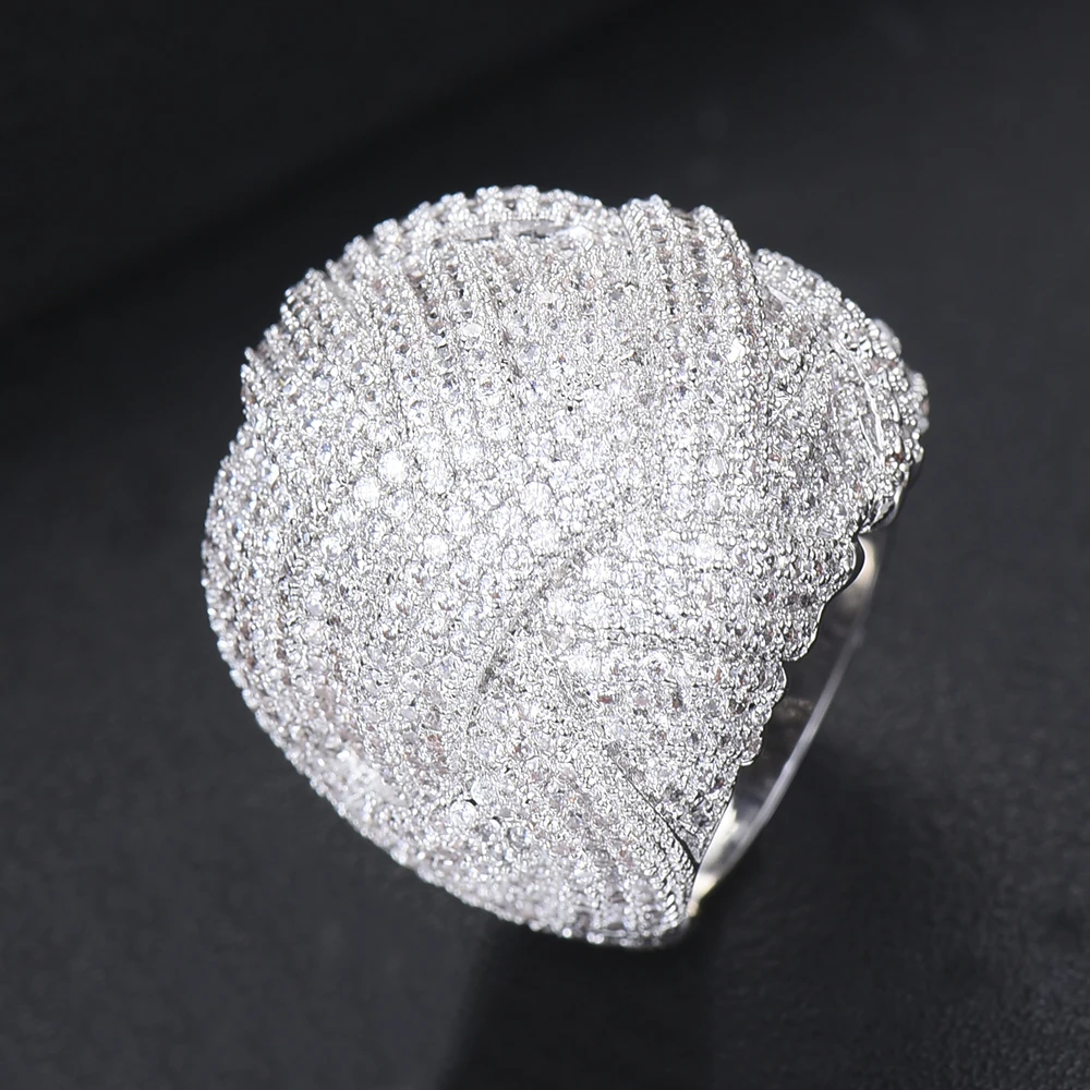 Ручной работы Дубай Африканский стиль роскошные свадебные широкие большие кольца полный мини AAA кубического циркония для женщин лучшие ювелирные изделия подарок