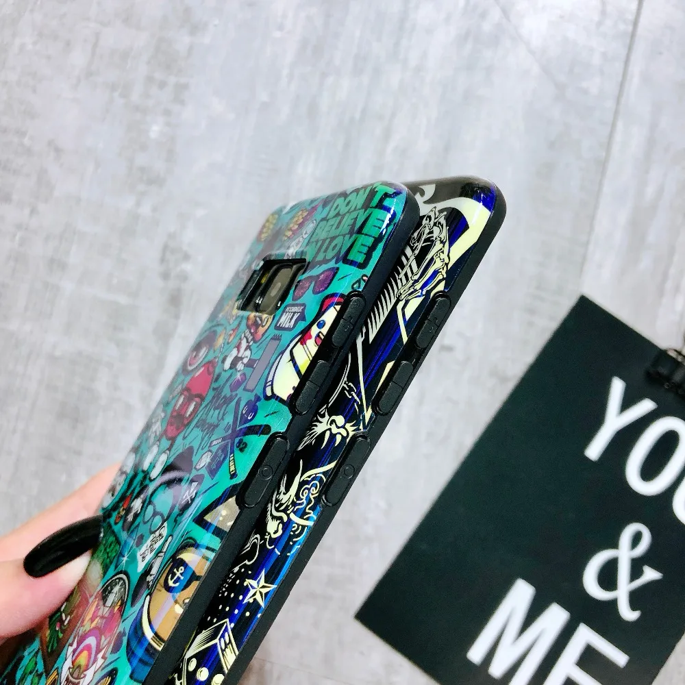 Marca de moda de la serie de cómics de dibujos animados Blu ray IMD caso para Samsung Galaxy S8 S9 más Note8 9 Art suave TPU cubierta Capa Fundas