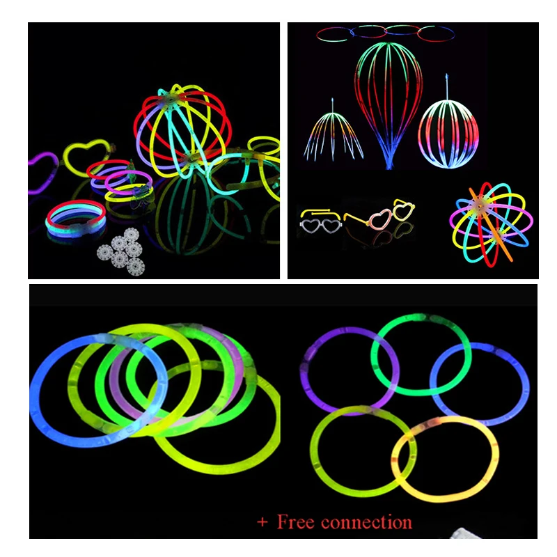 50pcs 8inch Mix Color Glow Stick Safe Light Stick Necklace Bracelets Fluorescent for Event Festive Party Supplies Concert Decor (4)