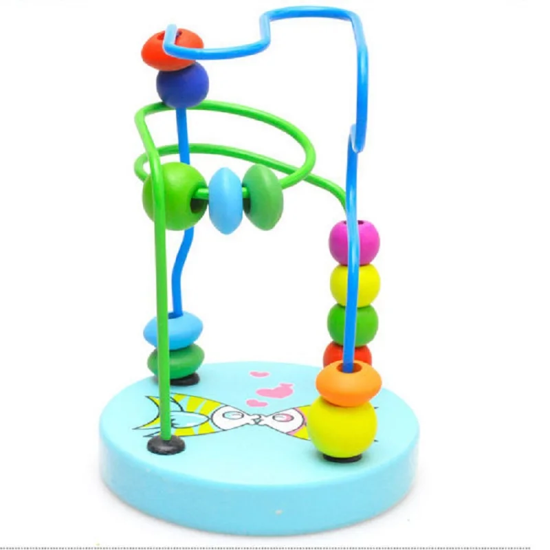 

Boys Girls montessori Wooden Toys Wooden Circles Bead Wire Maze Roller Coaster Educational Wood Puzzles Kid Toy