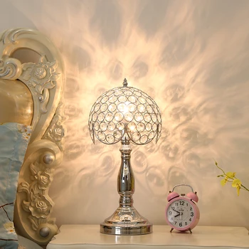 

European Style Crystal Table Lamp Warm Bedroom Bedside Table Lights Creative Romantic Modern Simple Desk Lamp for Study Room