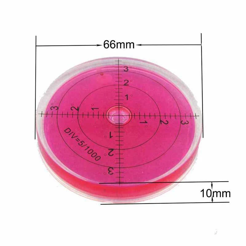 

HACCURY 66*10mm Spirit Bubble level Degree Mark Surface Round Level Bubble for Measuring Tool Green Red Color