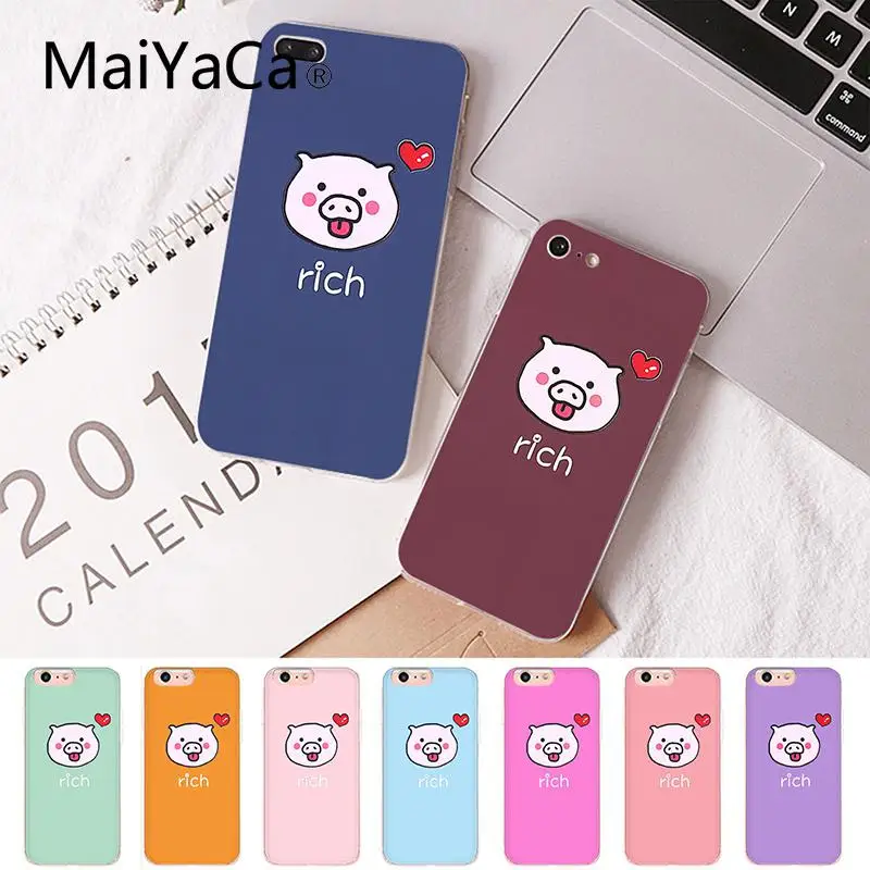 Maiyaca Cute Cartoon Rich Pig Soft Silicone TPU Phone Cover for iPhone X XS MAX 6 6s 7 7plus 8 8Plus 5 5S SE XR | Мобильные телефоны