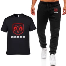 Модные летние мужские футболки Dodge Car с принтом логотипа в стиле хип-хоп, Повседневная хлопковая футболка с коротким рукавом высокого качества, штаны, костюм, мужская одежда