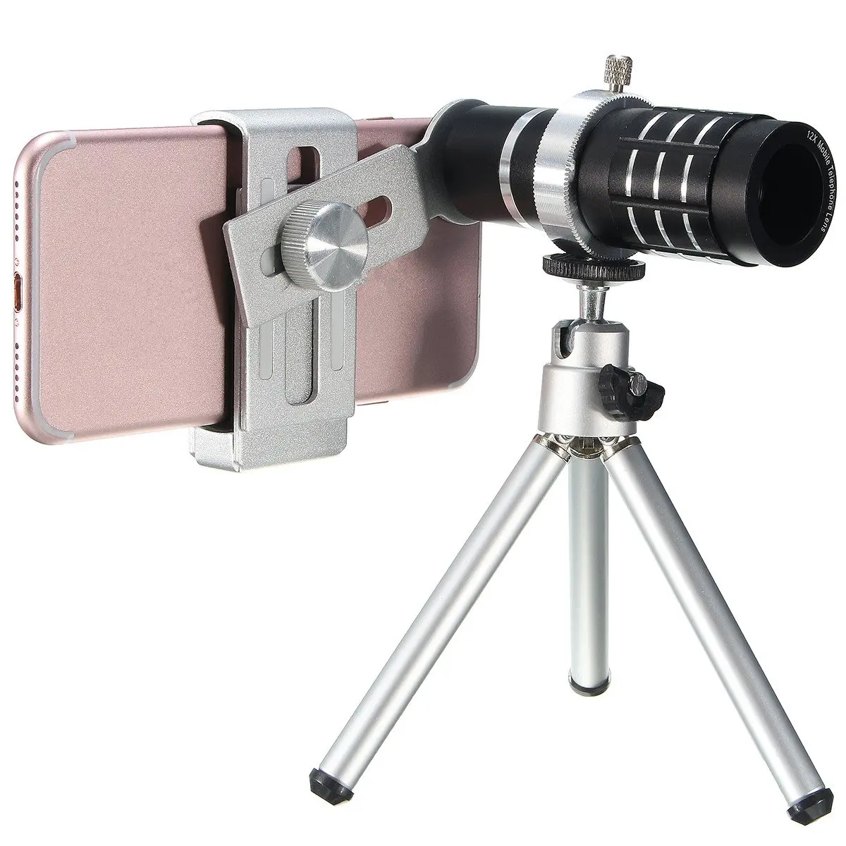 

New arrival 12X Zoom Telescope Telephoto Lens Focus-Monocular Hunting Optic Lens Spotting scope with Mount Tripod For Cell Phone