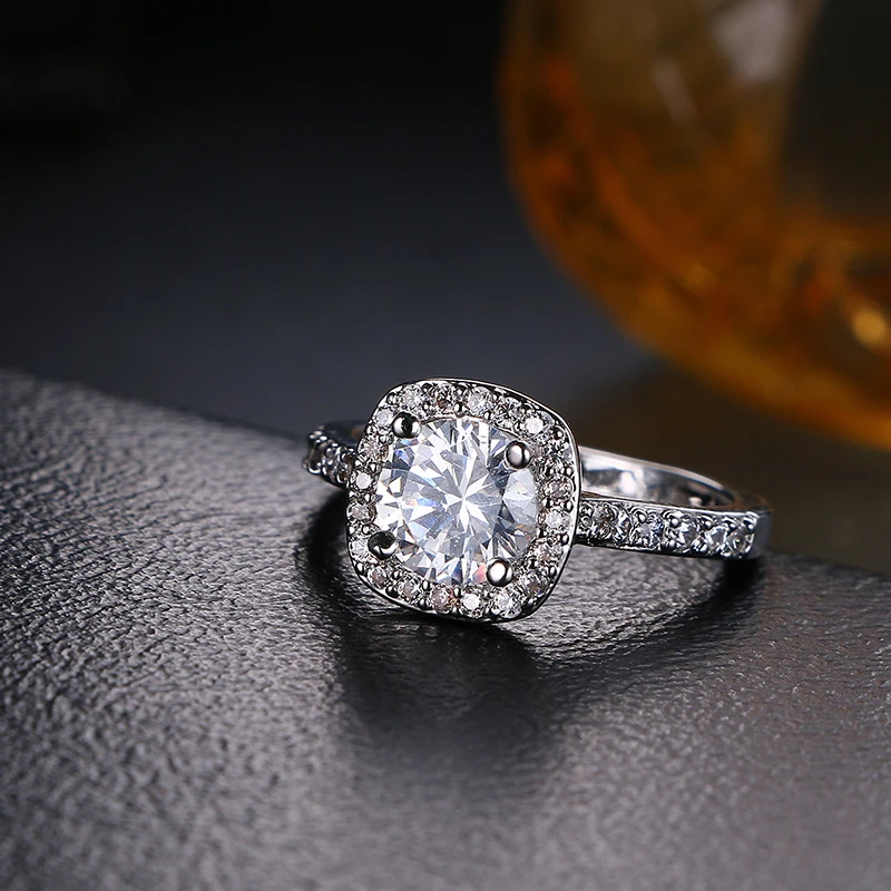 Emmaya романтическое высококачественное круглое циркониевое кольцо с гладким покрытием, Женское кольцо на палец, Настоящее Белое золото, цветное кристаллическое кольцо, свадебный подарок