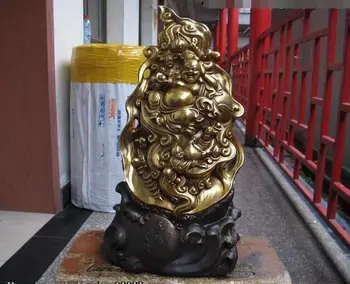 

China Buddhism Bronze Gild Lucky Wealth Five boy arhat Maitreya Buddha Statue