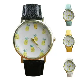 

High Quality Women's Watch Pineapple Pattern Leather Band Analog Quartz Vogue Wrist Watch Top Gifts Dropshipping M10
