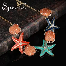 Специальные Новые модные ожерелья-Чокеры ожерелье s& Кулоны эмалированная Раковина Морская звезда массивное ожерелье летние Ювелирные изделия Подарки для женщин XL0012
