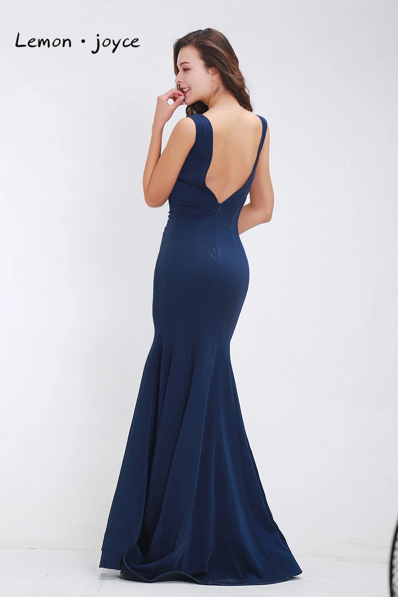 Уникальное дизайнерское платье Русалка для выпускного вечера женское длинное трикотажное Простое темно-синее красное черное вечернее платье vestido de noiva