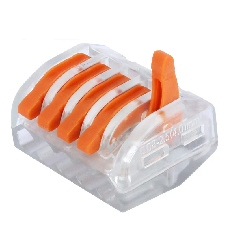 

30/50/100PCS Wago PCT-215 5 Pin Universal compact wire wiring connector conductor terminal block with lever Transparent