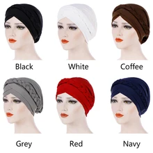 Женский Повседневный Шарф, аксессуары для волос, кепка, Эластичный Тюрбан, кепка для рака, химиотерапия, эластичная мусульманская коса, мягкий бант