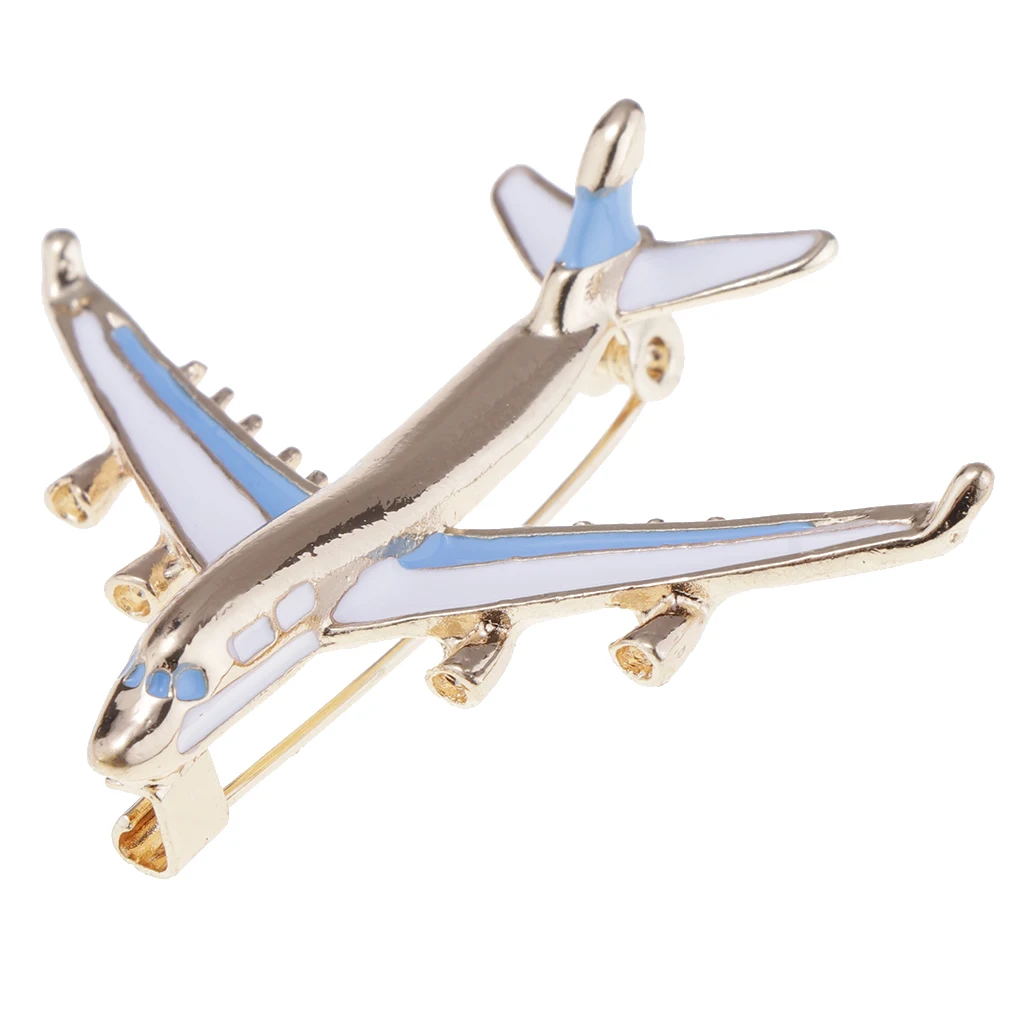 2pcs Novelty Airplane Jet Button Pin Collar Clip Brooch Badge Jewelry Gift