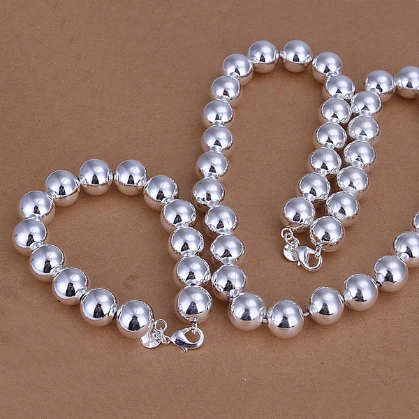 10 мм Ожерелье из стекляруса браслет; Комплект бижутерии фабричная цена! высшего качества посеребренные и штампованные 925 хороший подарок