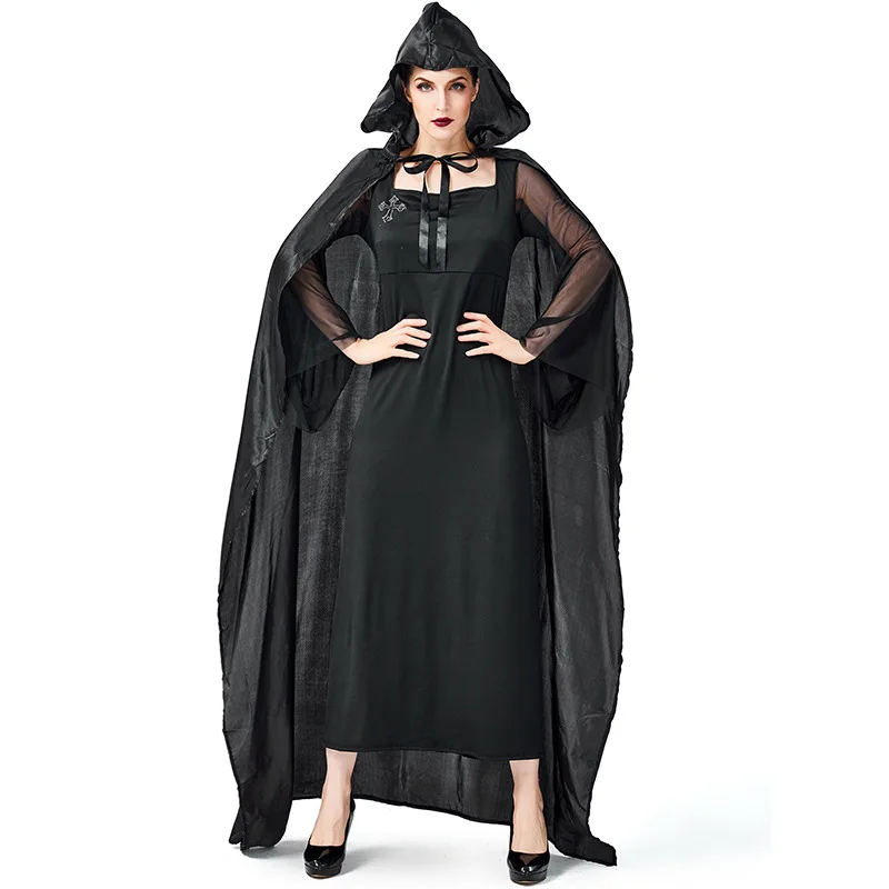 Señoras traje oscuro Hechicera Bruja MEDIEVAL Halloween Vestido de fantasía  Traje Moda ST3065231