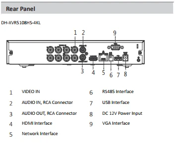 Dahua New 8 Channel XVR video recorder XVR5108HS-4KL-X H.265 4k resolution Supports HDCVI AHD TVI CVBS IP video inputs for CCTV
