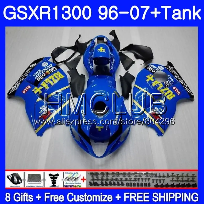 

RIZLA blue Fairing For SUZUKI Hayabusa GSXR 1300 GSXR1300 96 02 03 04 05 06 07 26HM.30 GSX R1300 2002 2003 2004 2005 2006 2007