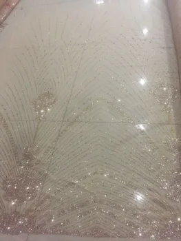 

fashion african glitter lace SH-6656 fabric for party dress 5yard/lot embroidered tulle lace with glued glitter