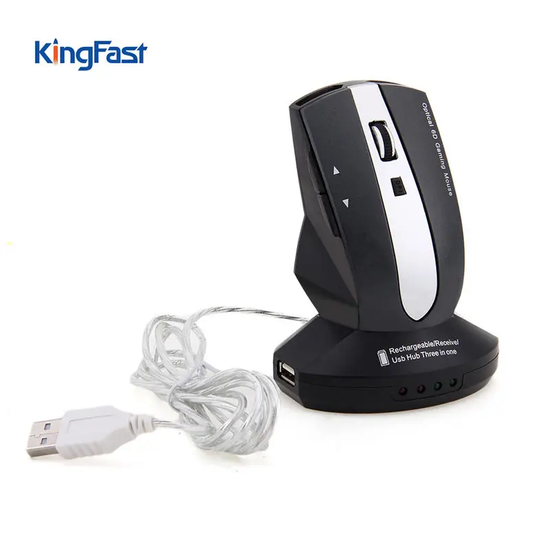 KINGFAST Hot 2.4G Wireless Rechargeable Mouse With 3 Ports