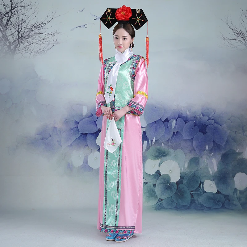5 видов цветов Новые Вышивка девушка династии Цин костюм принцессы женская древний суд платье для косплея для выступления