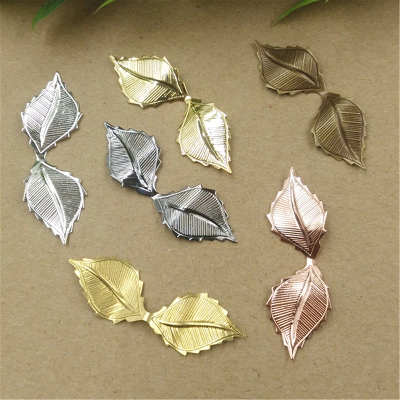 

100 Pcs 9*43MM 7 Colors European Leaf Charms Wholesale Brass Material DIY Jewelry Vintage Pendant Charms