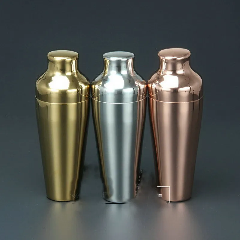 

cocktail shakers French two-stage flow line deduction Cup 550ml shaker gray/ gold / rose red