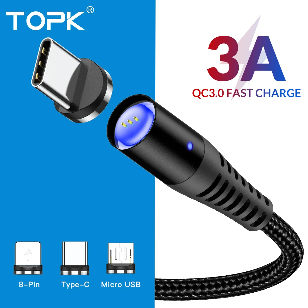 

TOPK 3A Magnetic USB Cable Fast Charging USB Type C Cable Magnet Charger Data Charge Micro USB Cable For iPhone X Samsung Xiaomi